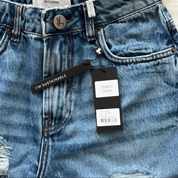 One Teaspoon Delaware Sustainable Truckers Longline Shorts Size 25 - Picture 14 of 16